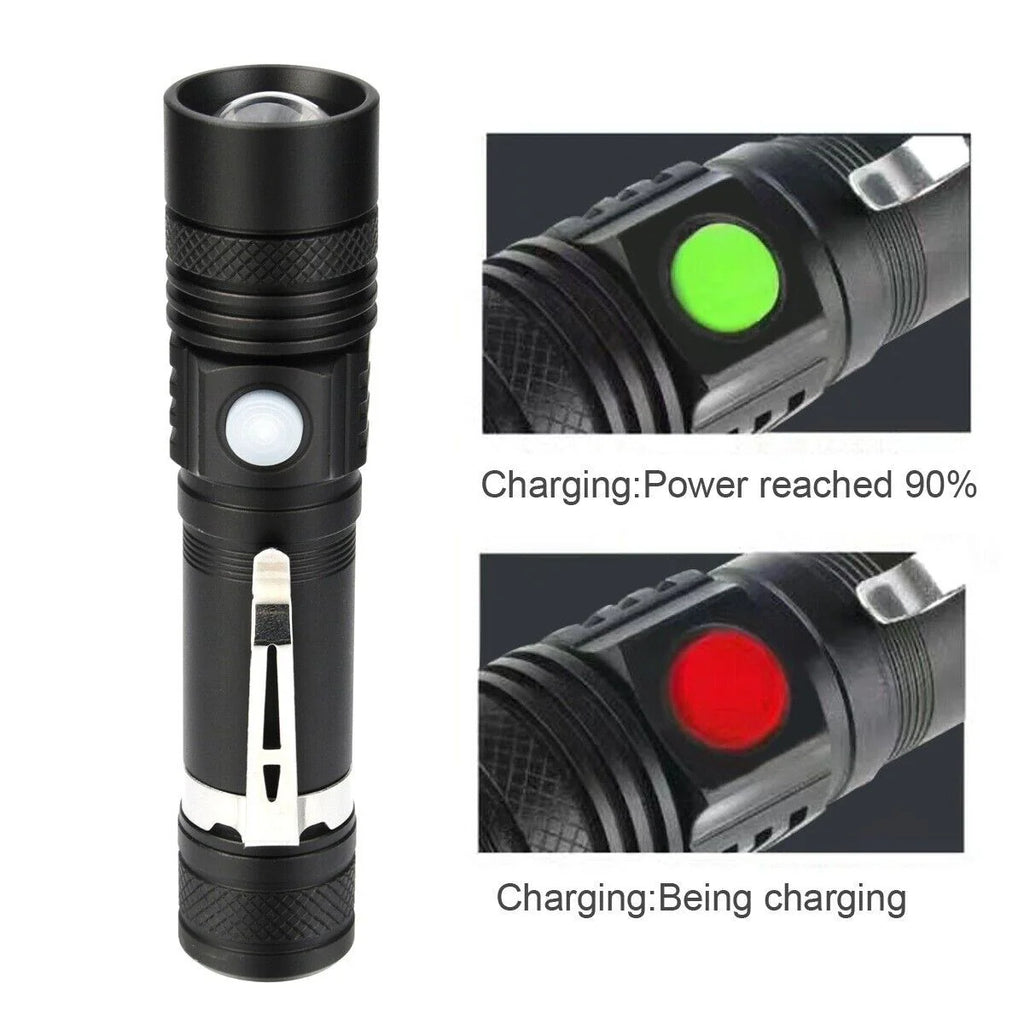 High-Power Tactical Flashlight 90,000LM | USB Rechargeable & Adjustable Zoom
