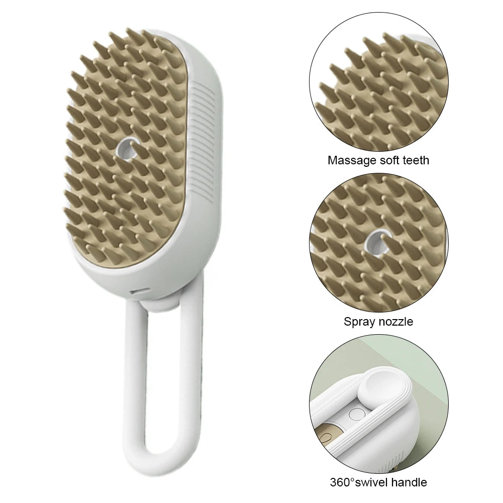 3-in-1 Pet Steam Grooming Brush – Electric Spray, Massage & Hair Removal Comb for Dogs & Cats