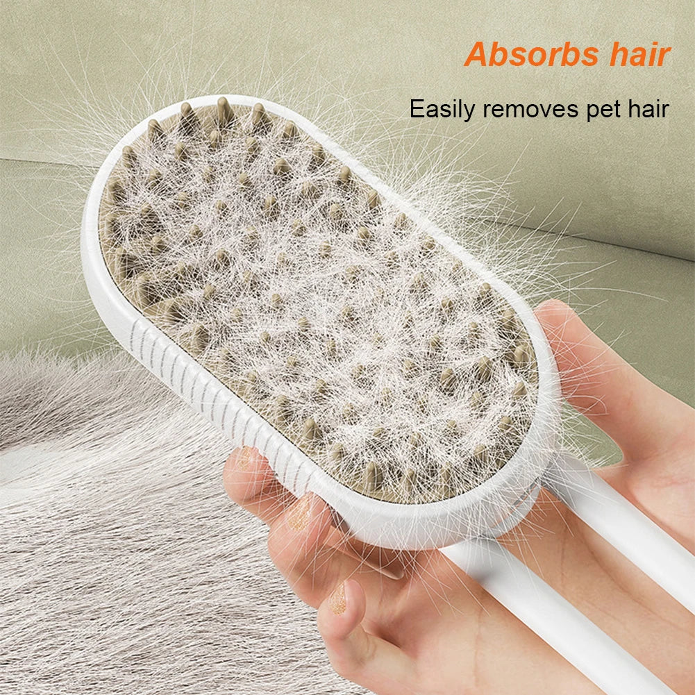 3-in-1 Pet Steam Grooming Brush – Electric Spray, Massage & Hair Removal Comb for Dogs & Cats