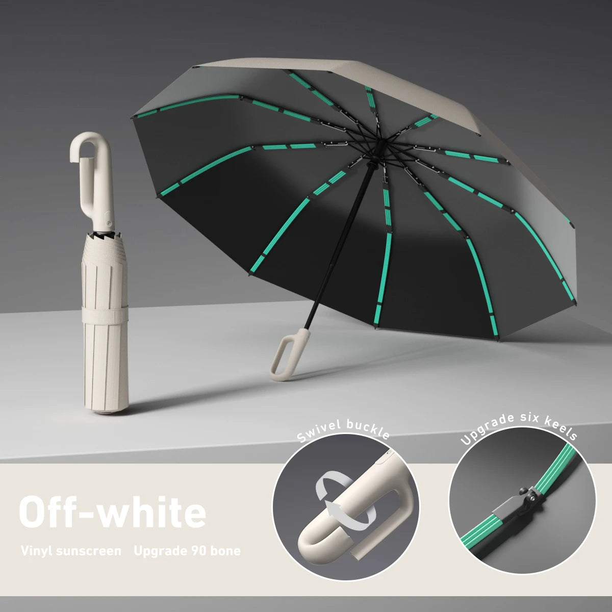 1 Handle Fully Automatic Folding Umbrella with Buckle, Easy to Carry Larger, Thicker and Sturdy. Suitable for Men and Women, Portable and Windproof, Double-Layer Windproof, Various Umbrella Bones, Snap or Rotating Handles, Various Colors to Choose From