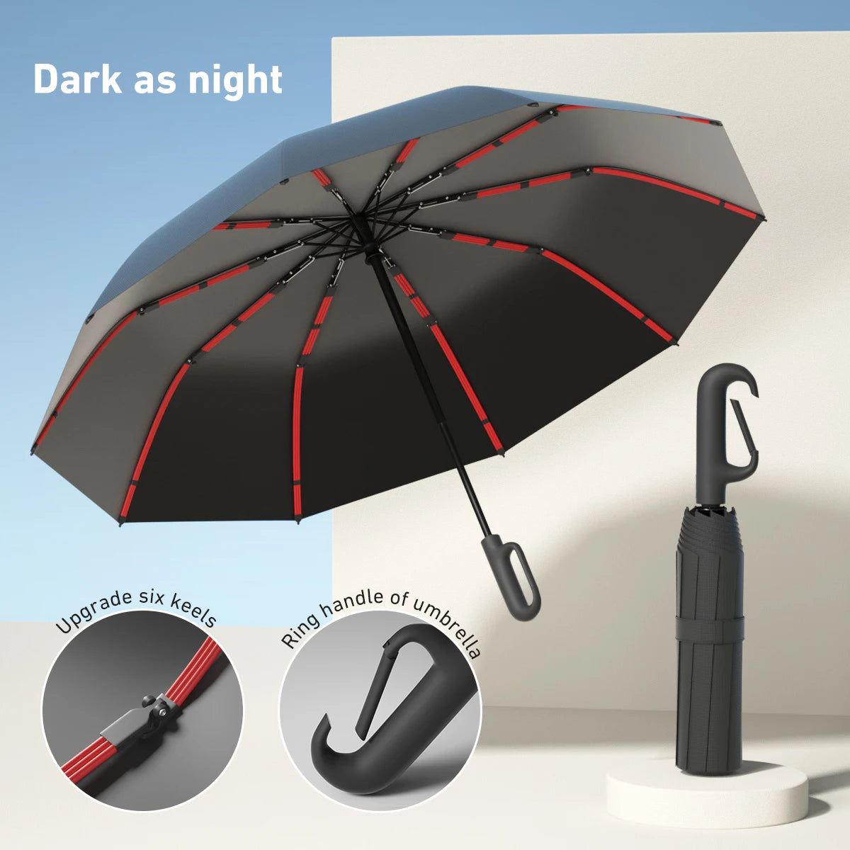 1 Handle Fully Automatic Folding Umbrella with Buckle, Easy to Carry Larger, Thicker and Sturdy. Suitable for Men and Women, Portable and Windproof, Double-Layer Windproof, Various Umbrella Bones, Snap or Rotating Handles, Various Colors to Choose From