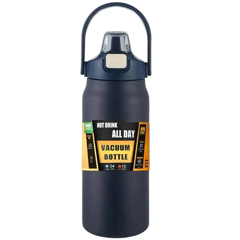 1500ML Stainless Steel Thermal Bottle 🔥 | Hot & Cold Sports Water Tumbler with Straw