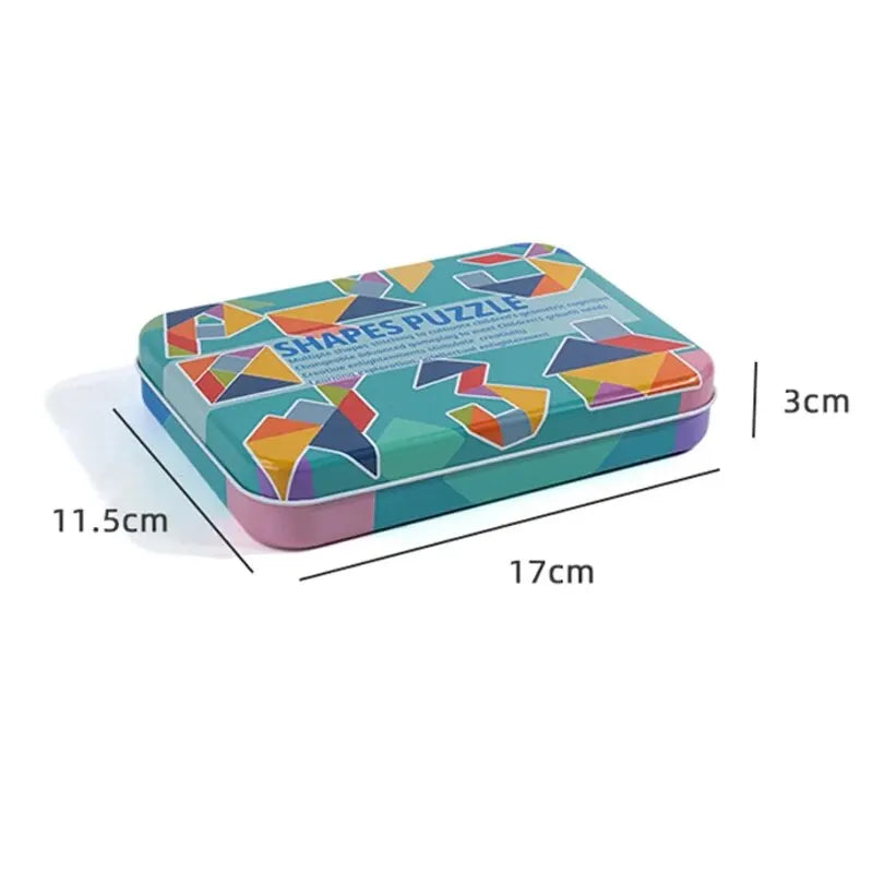 Wooden Tangram Puzzle for Children – Educational Toy with Storage Box