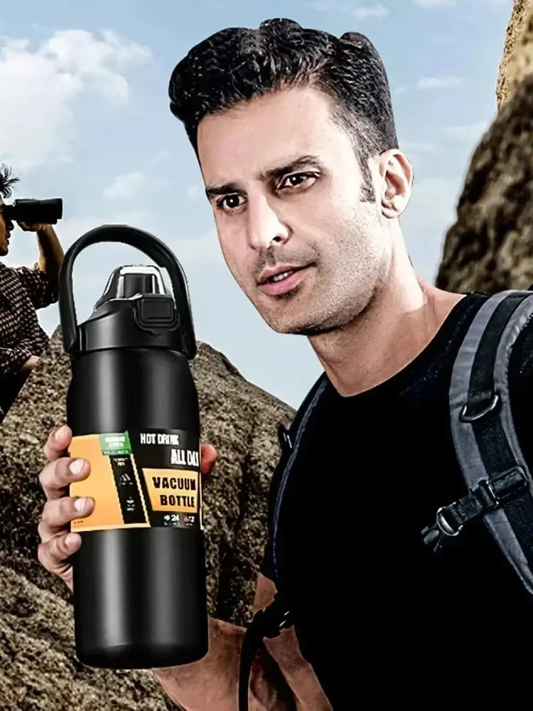 1500ML Stainless Steel Thermal Bottle 🔥 | Hot & Cold Sports Water Tumbler with Straw