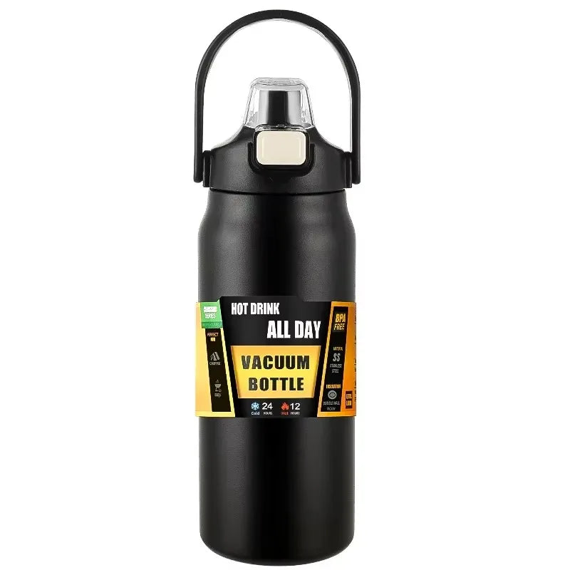 1500ML Stainless Steel Thermal Bottle 🔥 | Hot & Cold Sports Water Tumbler with Straw