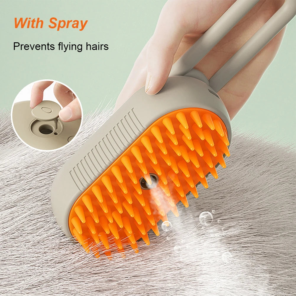 3-in-1 Pet Steam Grooming Brush – Electric Spray, Massage & Hair Removal Comb for Dogs & Cats