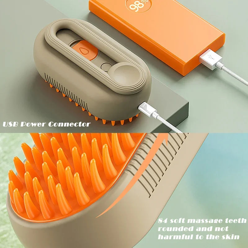 3-in-1 Pet Steam Grooming Brush – Electric Spray, Massage & Hair Removal Comb for Dogs & Cats
