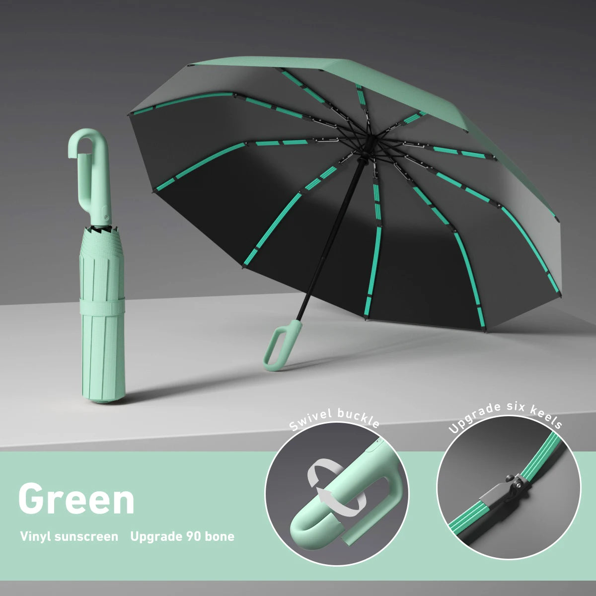 1 Handle Fully Automatic Folding Umbrella with Buckle, Easy to Carry Larger, Thicker and Sturdy. Suitable for Men and Women, Portable and Windproof, Double-Layer Windproof, Various Umbrella Bones, Snap or Rotating Handles, Various Colors to Choose From