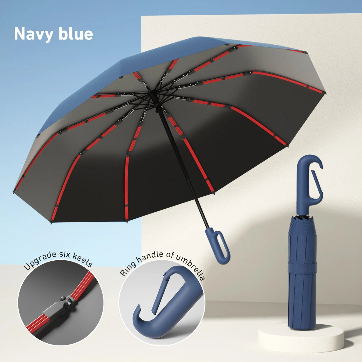 1 Handle Fully Automatic Folding Umbrella with Buckle, Easy to Carry Larger, Thicker and Sturdy. Suitable for Men and Women, Portable and Windproof, Double-Layer Windproof, Various Umbrella Bones, Snap or Rotating Handles, Various Colors to Choose From