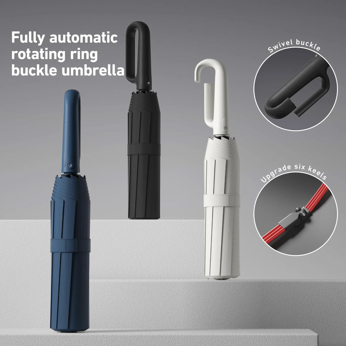 1 Handle Fully Automatic Folding Umbrella with Buckle, Easy to Carry Larger, Thicker and Sturdy. Suitable for Men and Women, Portable and Windproof, Double-Layer Windproof, Various Umbrella Bones, Snap or Rotating Handles, Various Colors to Choose From