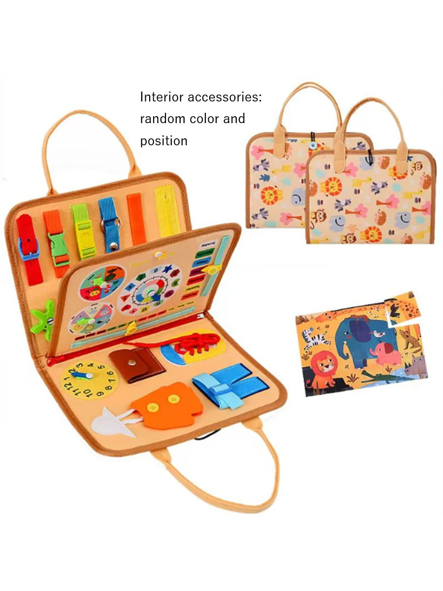 Montessori Busy Board Educational Activity Developing Sensory Board Fine Basic Dress Motor Skills Travel Toy Gift for Boys Girls