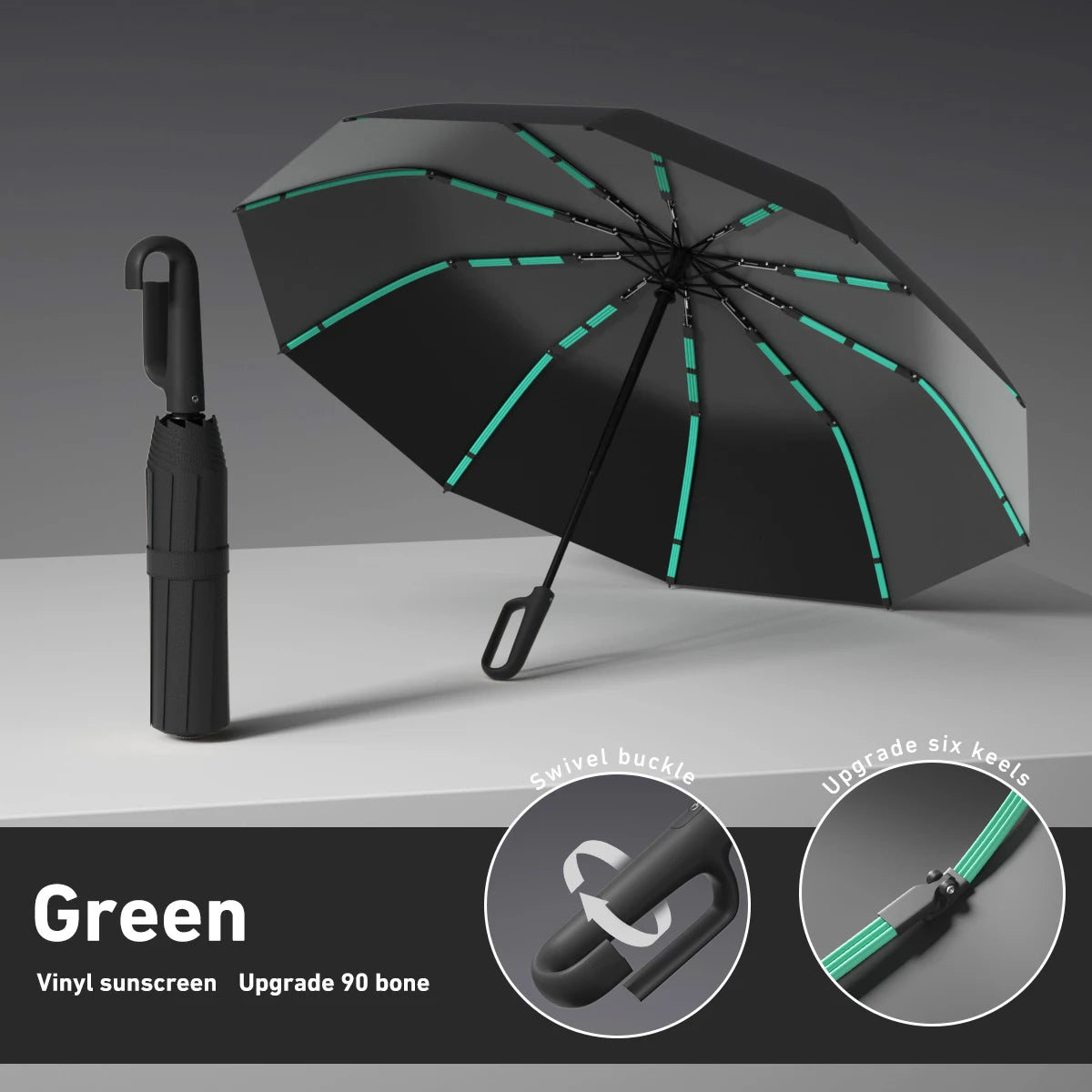 1 Handle Fully Automatic Folding Umbrella with Buckle, Easy to Carry Larger, Thicker and Sturdy. Suitable for Men and Women, Portable and Windproof, Double-Layer Windproof, Various Umbrella Bones, Snap or Rotating Handles, Various Colors to Choose From